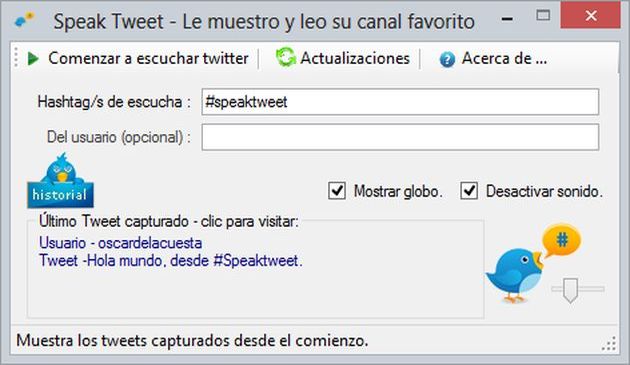 Speak Tweet, monitoriza y escucha tweets con hashtags de tu interés