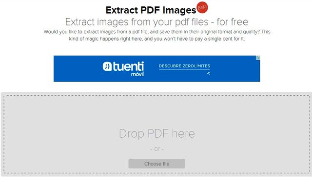 Extract PDF Images, utilidad web gratuita para extraer imágenes de PDF