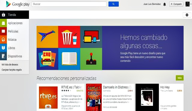 La versión web de Google Play se rediseña con mejoras estéticas