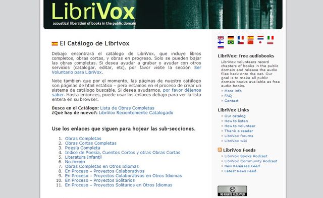 LibriVox, obras de dominio público en formato audiolibro para descarga