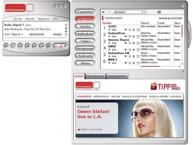 Phonostar Player, software con más de 7800 emisoras de radio online