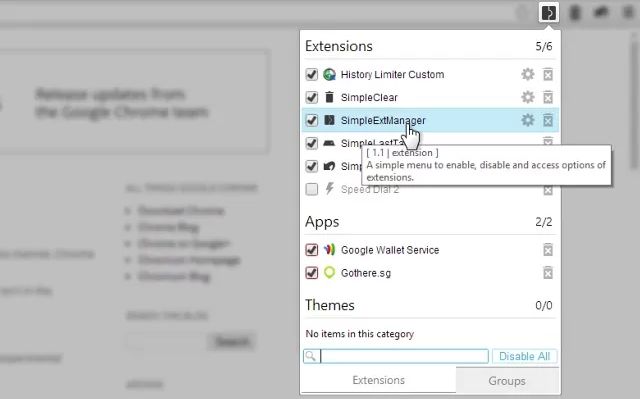 SimpleExtManager, forma muy cómoda de gestionar extensiones de Chrome
