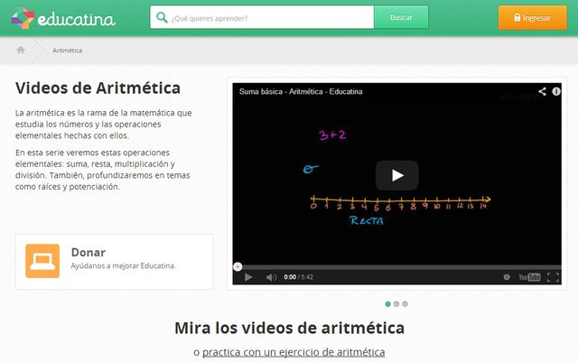 Educatina ya reúne 140 vídeos en español para aprender aritmética