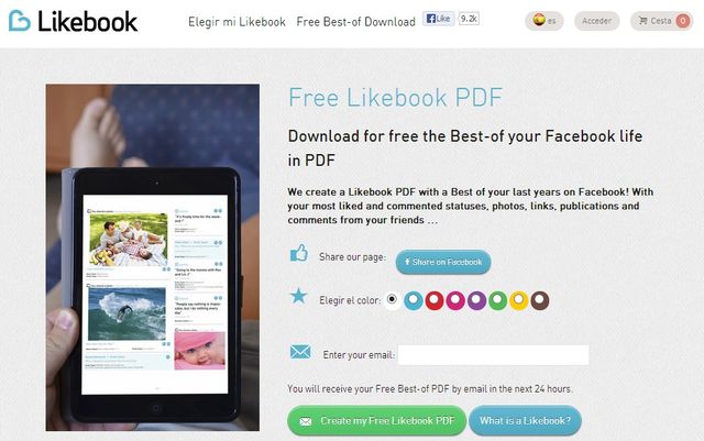 Free Likebook PDF, descarga tus mejores momentos de Facebook en PDF