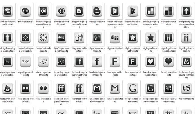 Matte White Square Social Icons, set con 108 iconos sociales gratuitos
