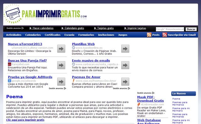 Paraimprimirgratis, todo tipo de elementos y recursos gratis para imprimir