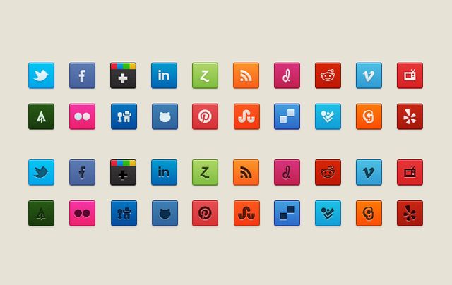 Purty Social Icons, pack de bellos iconos sociales de uso gratuito