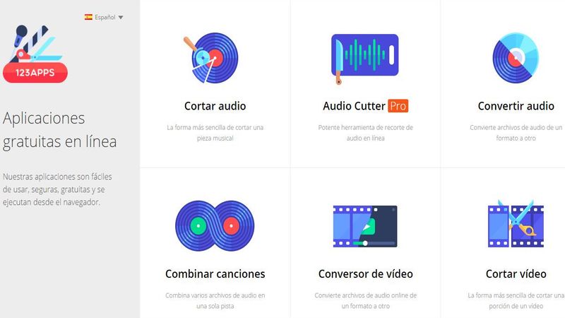 123apps, colección de utilidades online para editar audio y vídeo