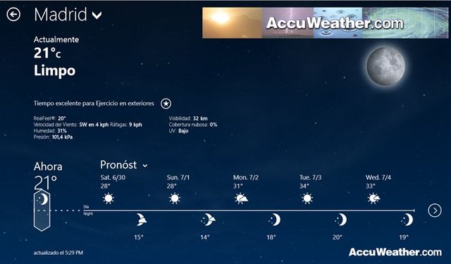 AccuWeather llega a Windows 8 para ofrecernos la previsión del tiempo