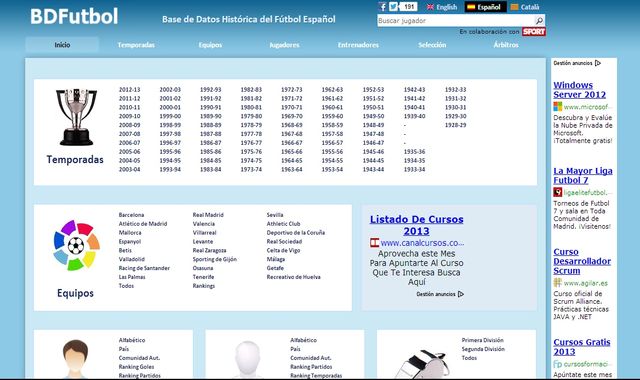 BDFutbol, una enorme base de datos histórica del fútbol español