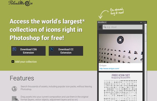 BlendMe: plugin Photoshop con miles de vectores, gráficos y recursos
