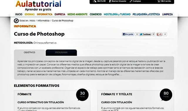 Curso de Photoshop online y gratuito de 30 horas de duración