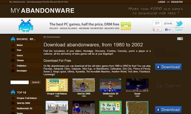 My Abandonware, portal de descargas con más de 4000 juegos abandonware