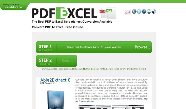 PDF to Excel, utilidad web para convertir documentos PDF a Excel