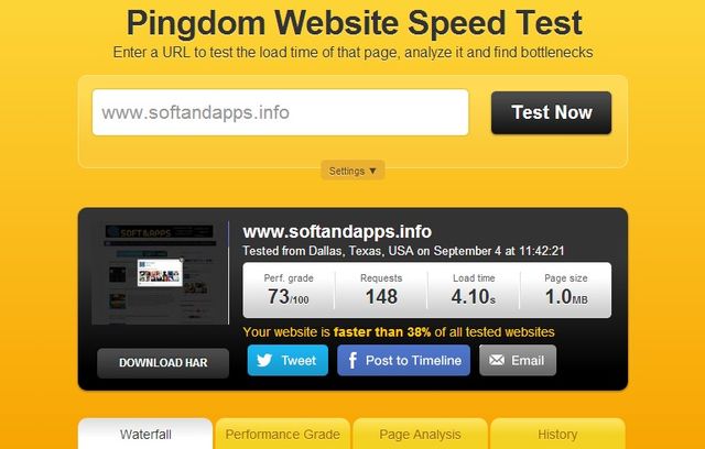 Pingdom Website Speed Test, comprueba la velocidad de carga de tu web