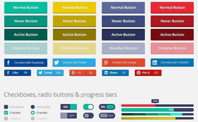 Flat Rounded Square, set de elementos gratis para interfaz de usuario