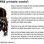 Squidoo, colección de 150 máscaras de Halloween para imprimir