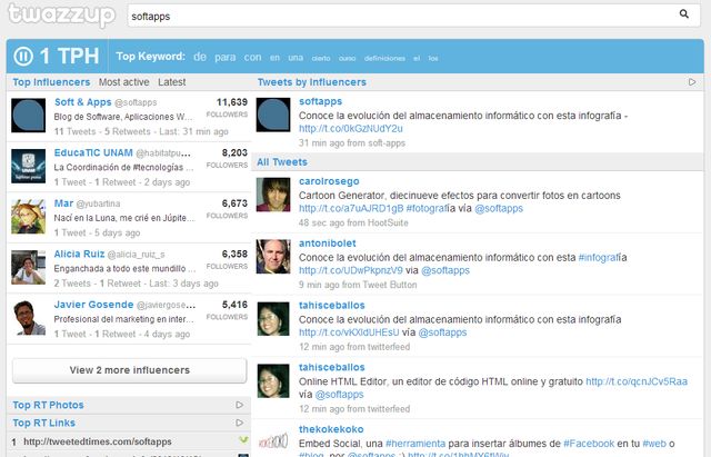 Twazzup, utilidad web gratuita para monitorizar palabras en Twitter