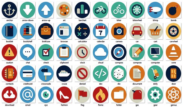 Beautiful Flat Icons, 132 iconos planos gratuitos en varios formatos