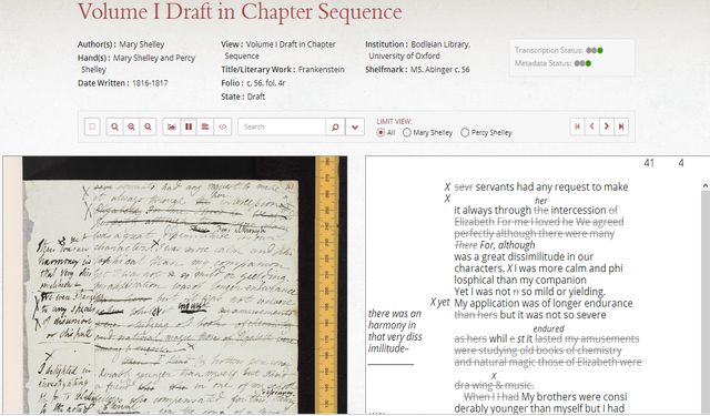 Los manuscritos de Frankenstein por Mary Shelley digitalizados