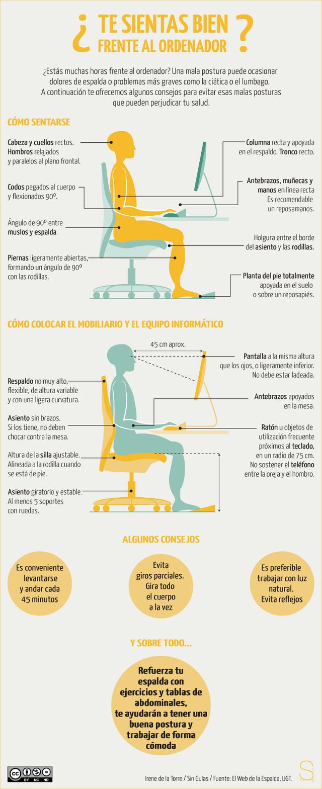 Cuida tu salud con una buena postura frente al ordenador (infografía)