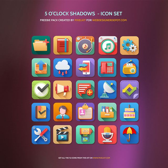 5 O’Clock Shadow Icons, pack de coloridos iconos gratuitos