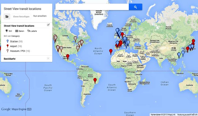 Colección de estaciones, aeropuertos y museos para ver en Street View
