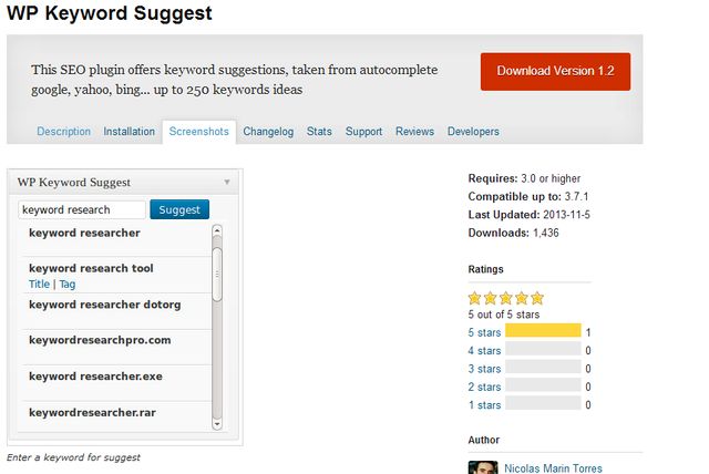 WP Keyword Suggest, plugin WordPress para generar palabras clave
