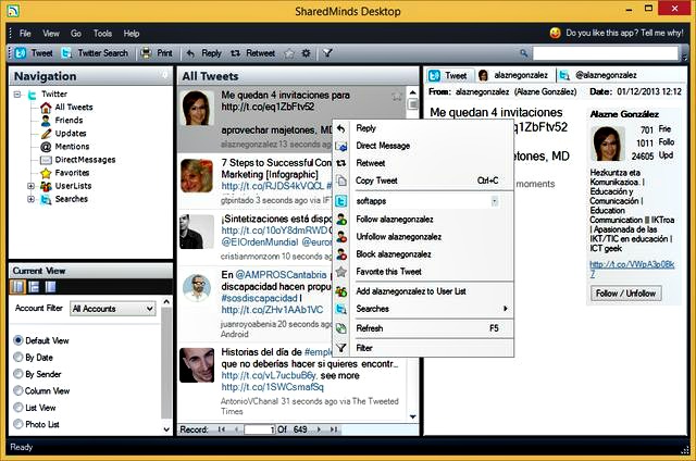 SharedMinds Desktop, buen cliente Twitter de Escritorio para Windows