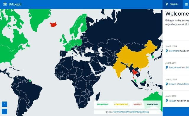 BitLegal, mapa interactivo con la postura de cada país ante el Bitcoin