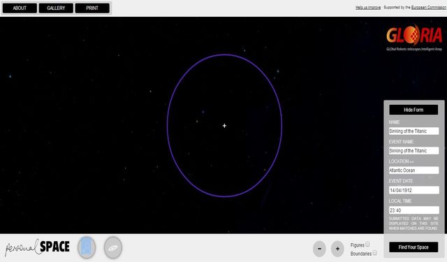Personal Space, observa como se veía el cielo en un lugar y fecha determinados Personal Space, observa como se veía el cielo en un lugar y fecha determinados