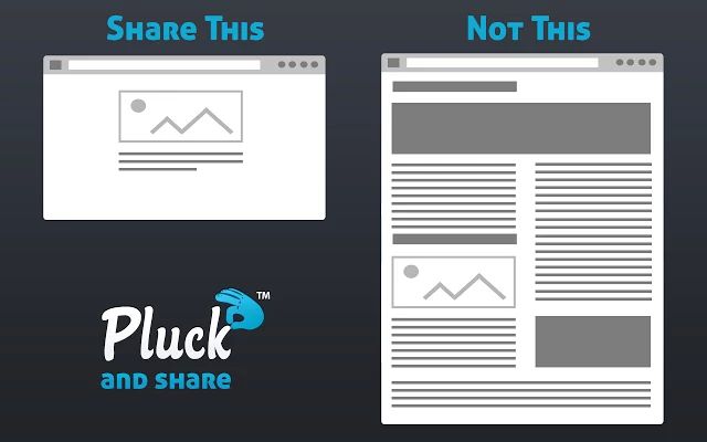 Pluck, comparte solo fragmentos de contenido en redes sociales (Chrome)