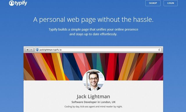 Typify, crea gratis una página personal sin escribir código