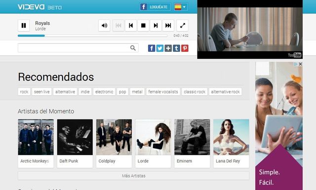 Videva, otra excelente solución para escuchar música online