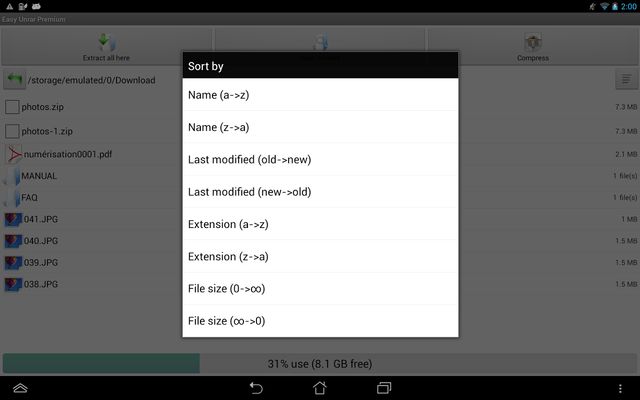 Easy Unrar, Unzip & Zip: compresor y descompresor de archivos para Android