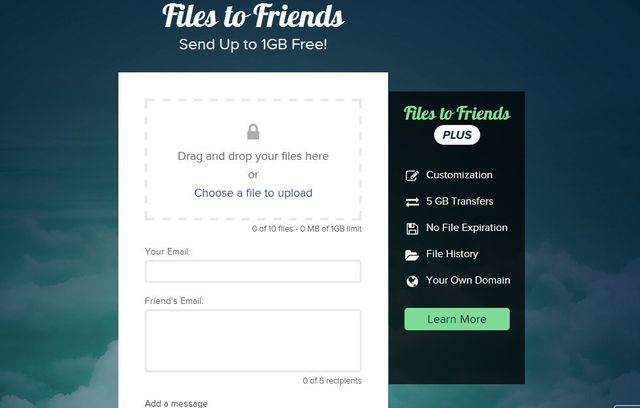 Files to Friends, envío gratis y sin registro de archivos de hasta 1 Gb