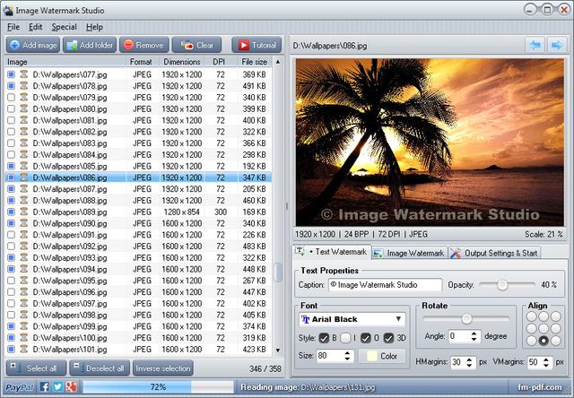 Image Watermark Studio, añade marcas de agua a lotes de imágenes