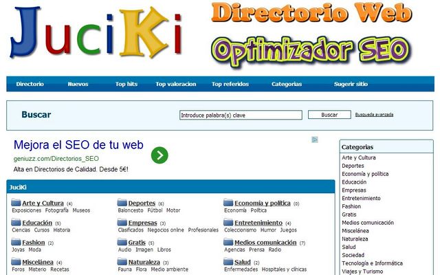 JuciKi, nuevo directorio web para descubrir sitios y promocionar tus páginas
