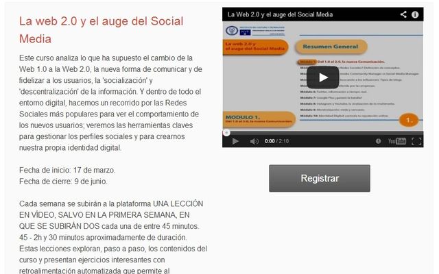 Curso gratuito: "La web 2.0 y el auge del Social Media"