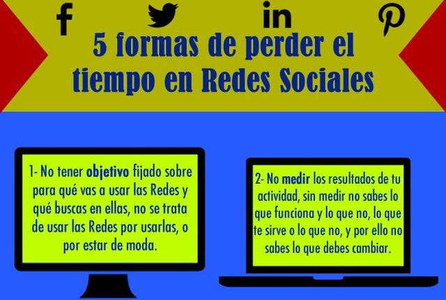5 maneras de perder tiempo en las redes sociales, infografía en español