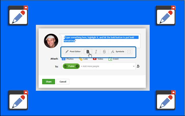 Convierte la caja de posts de Google+ en un práctico editor (Chrome)
