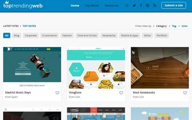 Top Trending Web, un lugar para la inspiración de los diseñadores web