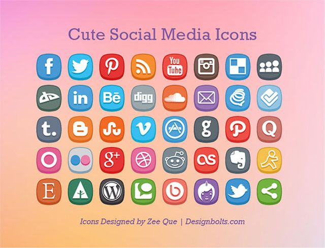 Cute Social Media Icons, iconos sociales gratuitos para tus proyectos