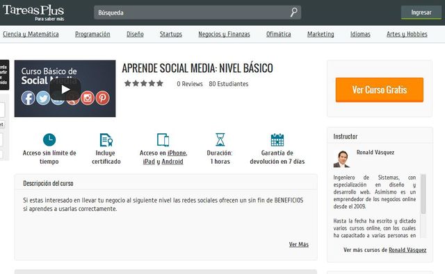 Vídeo curso gratuito de nivel básico en Social Media
