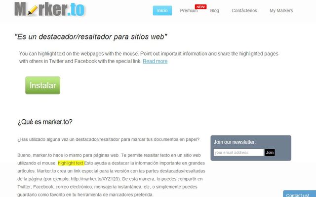 Marker.to, extensión Chrome para subrayar texto en la web