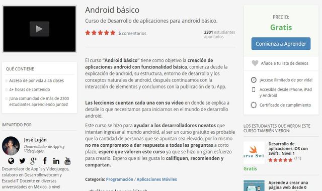 Curso gratis de desarrollo de aplicaciones para Android básico