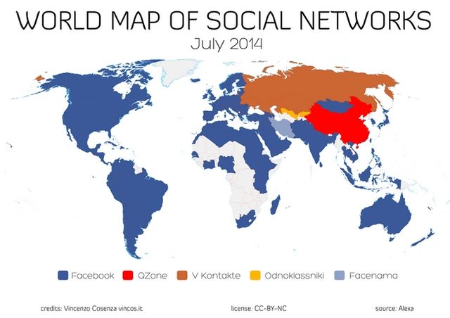 Facebook ya es líder en 130 países del mundo