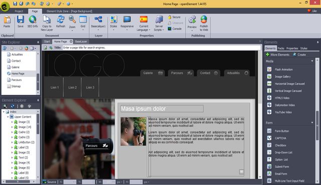 openElement, editor visual de páginas web profesionales