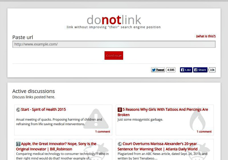 DoNotLink: crea urls cortas que no posicionan en buscadores