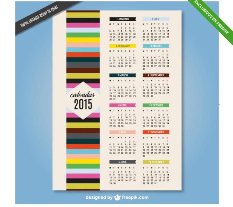 Cinco calendarios 2015 para personalizar e imprimir